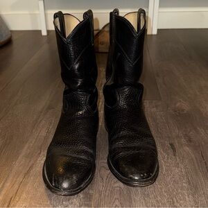 Black Leather Cowboy Men's Boots - Size 10